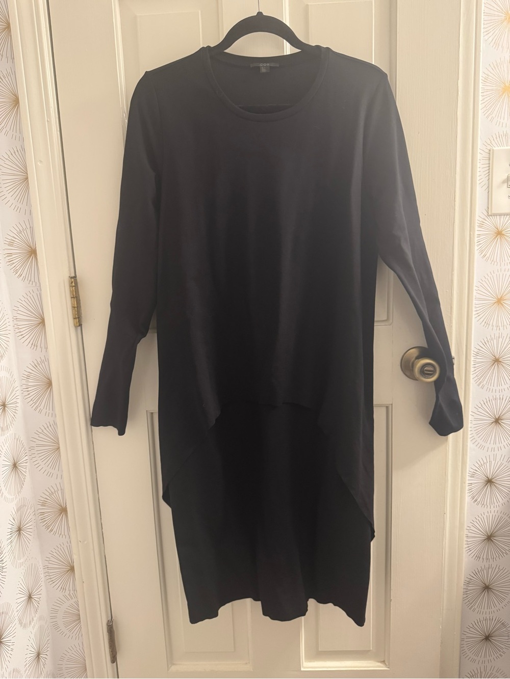 COS Black High-Low Long Sleeve Tunic Dress